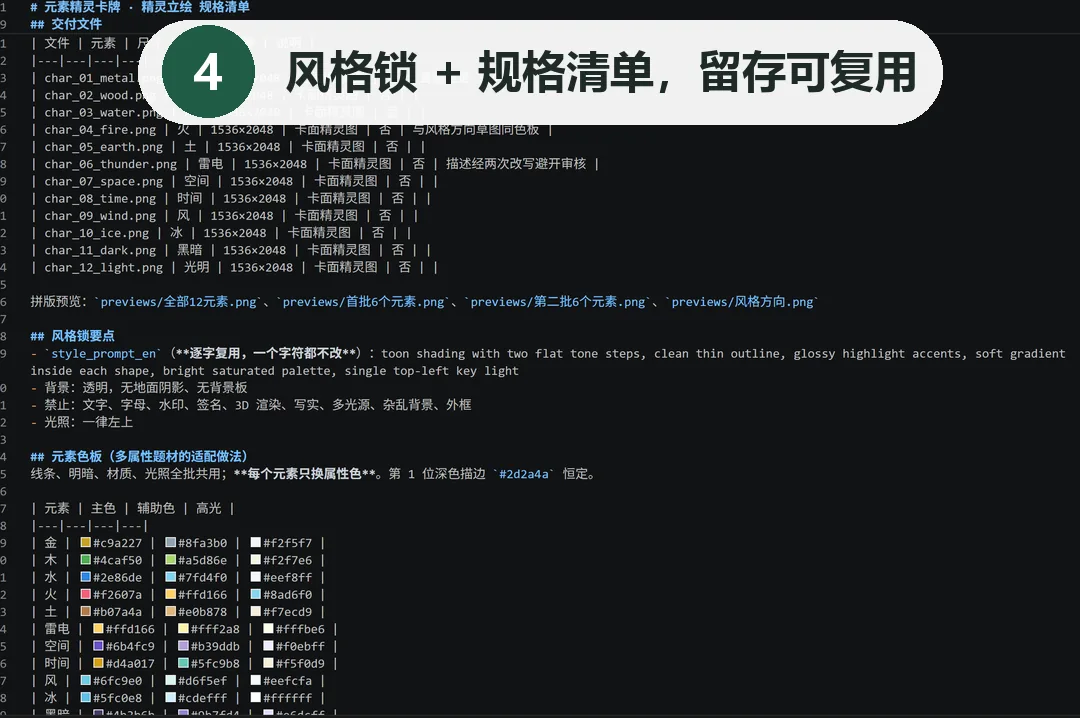 Style lock specification sheet
